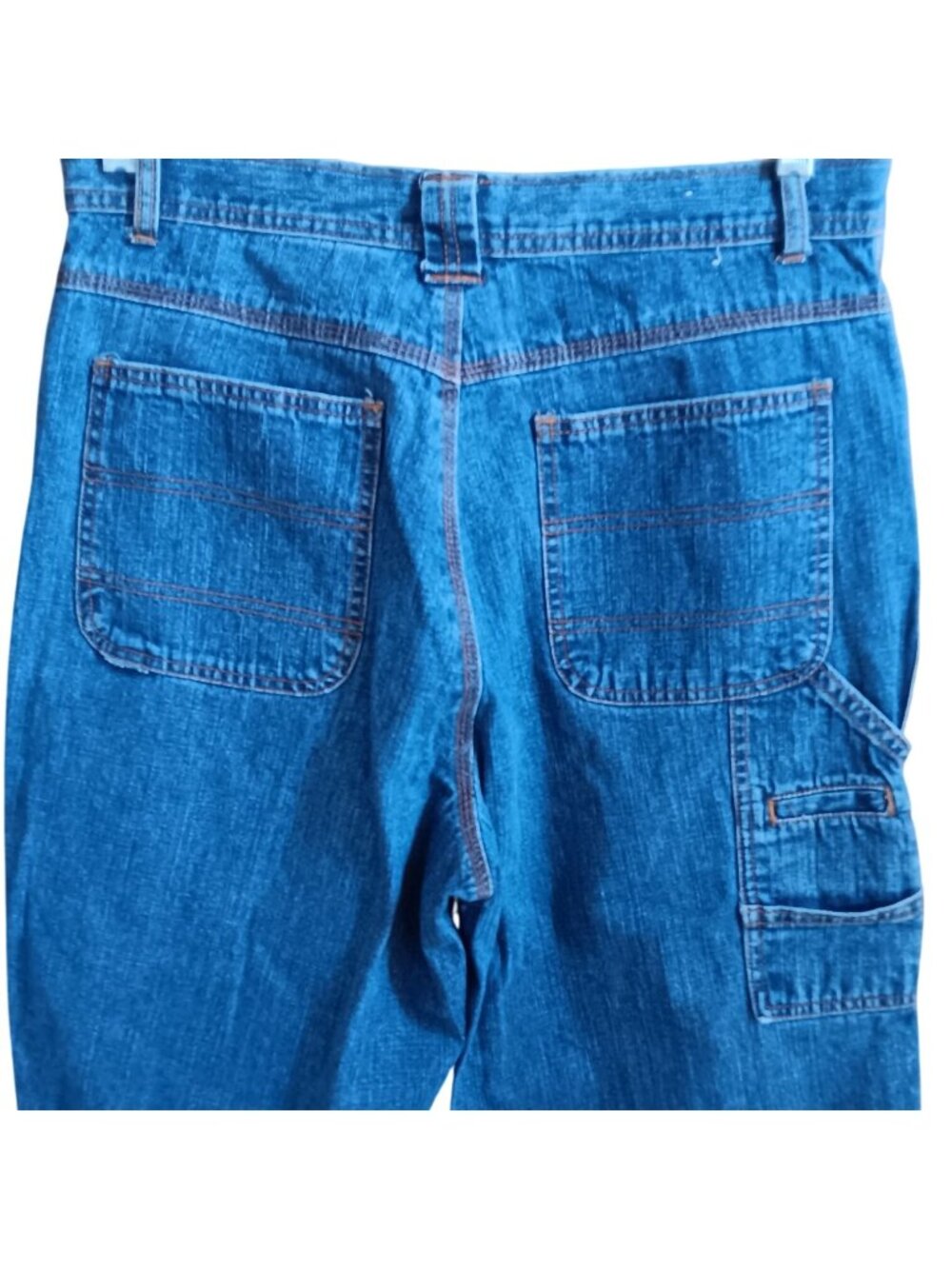 Medium Womens Carpenter Jean Shorts 10 32W Bill Blass Blue Denim 1990's Vintage